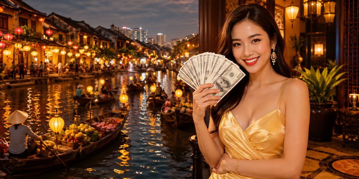 Người chơi đăng nhập tài khoản casino trực tuyến tại Hà Nội với đèn lồng truyền thống Việt Nam