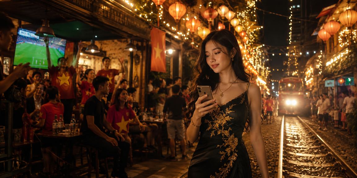 Người dùng Hà Nội thao tác thanh toán di động tại chợ đêm, màn hình hiện giao diện nạp tiền 1194